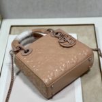 Christian Dior Mini Lady Dior Bag Cannage with Beaded Motif, Brown, For Women Women’s Handbags, Crossbody Bags, 17cm CD