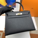 Hermes Kelly 28 Sellier Epsom Black Bag For Women, Women's Handbags, Shoulder Bags 11in/28cm