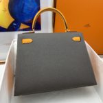 Hermes Kelly 28 Sellier Epsom Dark Grey/Yellow Bag For Women, Women's Handbags, Shoulder Bags 11in/28cm