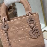 Christian Dior Mini Lady Dior Bag Cannage with Beaded Motif, Brown, For Women Women’s Handbags, Crossbody Bags, 17cm CD