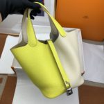 Hermes Picotin Lock 18 Bag White/Yellow With Silver-Toned Hardware For Women, Women's Handbags 7.1in/18cm