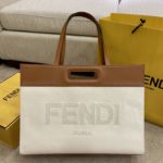 Fendi Canvas Tote Bag Beige/Brown For Women, Women's Handbags 18.1in/46cm FF 7VA480