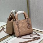Christian Dior Mini Lady Dior Bag Cannage with Beaded Motif, Brown, For Women Women’s Handbags, Crossbody Bags, 17cm CD