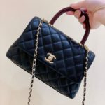 Chanel Medium Flap Bag With Top Handle Navy Blue For Women, Women’s Handbags, Shoulder And Crossbody Bags 9in/23cm A92990