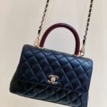Chanel Medium Flap Bag With Top Handle Navy Blue For Women, Women’s Handbags, Shoulder And Crossbody Bags 9in/23cm A92990