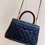 Chanel Medium Flap Bag With Top Handle Navy Blue For Women, Women’s Handbags, Shoulder And Crossbody Bags 9in/23cm A92990