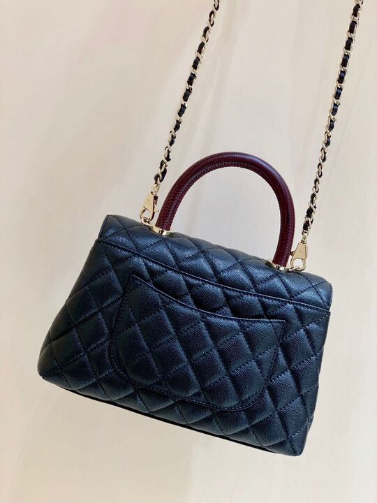 Chanel Medium Flap Bag With Top Handle Navy Blue For Women, Women’s Handbags, Shoulder And Crossbody Bags 9in/23cm A92990