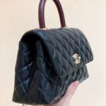 Chanel Medium Flap Bag With Top Handle Navy Blue For Women, Women’s Handbags, Shoulder And Crossbody Bags 9in/23cm A92990