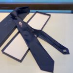 Dior Silk Tie With Floral Motif And The Word "Dior" Navy Blue Dior Men Tie