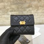 Chanel CO-CO Boy Flap Card Holder 11cm/4.3in Gold Hardware For Women Black A80603 Y07659 94305