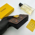 Fendi Card Holder Brown With Yellow Gusseted Card Holder For Women 4in/10cm FF 8M0301A6CBF19DA