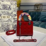 Christian Dior Mini Lady Dior Bag with Chain Silver Hardware Spring/Summer Collection, Red, For Women Women’s Handbags, 17cm CD M0505OCAL_M52R