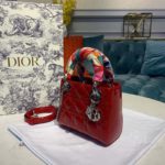 Christian Dior Mini Lady Dior Bag with Chain Silver Hardware Spring/Summer Collection, Red, For Women Women’s Handbags, 17cm CD M0505OCAL_M52R