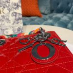 Christian Dior Mini Lady Dior Bag with Chain Silver Hardware Spring/Summer Collection, Red, For Women Women’s Handbags, 17cm CD M0505OCAL_M52R