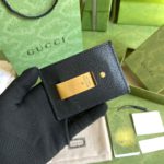Gucci GG Marmont Card Case Rough Black Gold Toned Hardware For Men 4in/10cm 657588 DJ20T 1000