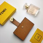 Fendi Card Holder Brown With Brown Gusseted Card Holder For Women 4in/10cm FF