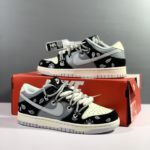 Nike Dunk Low Top Retro Vibe Paisley Light Smoke Grey-Black-Silver Sneaker For Men, Men’s Shoes