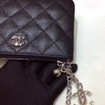 Chanel CO-CO Classic Mini Pouch Wallet 14cm/5.5in Silver Toned Hardware For Women Black