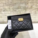 Chanel CO-CO Card Holder Wallet 11cm/4.3in Gold Hardware For Women Black