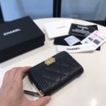 Chanel CO-CO Boy Flap Card Holder 11.5cm/4.5in Gold Hardware For Women Black A80603 Y07659 94305