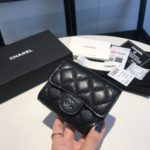 Chanel CO-CO Classic Card Holder10.5cm/4.1in Silver Hardware For Women Black