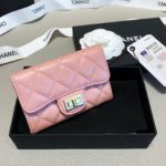 Chanel 2.55 Flap Card Holder 4.4in/11cm Gold Toned Hardware For Women Light Pink A80831