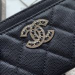 Chanel CO-CO Card Holder 11cm/4.3in Silver Hardware For Women Black