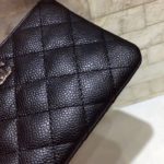 Chanel CO-CO Classic Mini Pouch Wallet 14cm/5.5in Silver Toned Hardware For Women Black