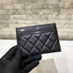 Chanel CO-CO Card Holder Wallet 11cm/4.3in Silver Hardware For Women Black