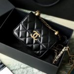 Chanel CO-CO Clutch With Chain 9.5cm/3.7in Gold Toned Hardware For Women Black