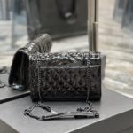 Saint Laurent Envelope Small Bag Black In Mix Matelassé Grain De Poudre Embossed Material For Women 8.2in/21cm YSL