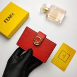 Fendi Card Holder Red With Red Gusseted Card Holder For Women 4in/10cm FF