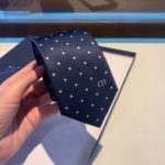 Dior Silk Dot Pattern Tie  Blue Dior Men Tie