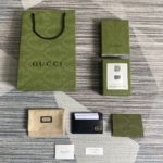 Gucci GG Marmont Card Case Black Gold Toned Hardware For Men 4in/10cm 657588 DJ20T 1000