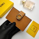 Fendi Card Holder Brown With Brown Gusseted Card Holder For Women 4in/10cm FF