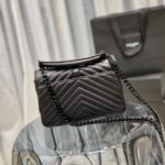 Saint Laurent College Medium Chain Bag Black Metal Toned Hardware For Women 9.4in/24cm YSL 600279BRM081000