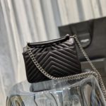 Saint Laurent College Medium Chain Bag Black Silver Toned Hardware For Women 9.4in/24cm YSL 600279BRM041000