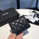 Chanel CO-CO Classic Card Holder10.5cm/4.1in Silver Hardware For Women Black