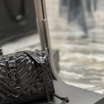 Saint Laurent Envelope Small Bag Black In Mix Matelassé Grain De Poudre Embossed Material For Women 8.2in/21cm YSL