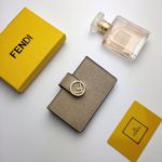 Fendi Card Holder Light Grey With Light Grey Gusseted Card Holder For Women 4in/10cm FF 8M0301A18BF0E65