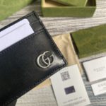 Gucci GG Marmont Card Case Black Silver Hardware For Men 4in/10cm GG 657588 0YK0N 1000