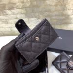 Chanel CO-CO Card Holder Wallet 10cm/4in Silver Hardware For Women Black