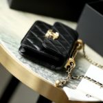 Chanel CO-CO Clutch With Chain 9.5cm/3.7in Gold Toned Hardware For Women Black