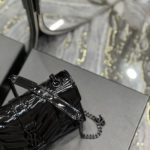 Saint Laurent Envelope Small Bag Black In Mix Matelassé Grain De Poudre Embossed Material For Women 8.2in/21cm YSL