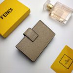 Fendi Card Holder Light Grey With Light Grey Gusseted Card Holder For Women 4in/10cm FF 8M0301A18BF0E65