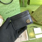 Gucci GG Marmont Card Case Rough Black Gold Toned Hardware For Men 4in/10cm 657588 DJ20T 1000