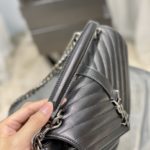 Saint Laurent College Medium Chain Bag Black Silver Toned Hardware For Women 9.4in/24cm YSL 600279BRM041000