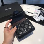 Chanel CO-CO Classic Card Holder10.5cm/4.1in Silver Hardware For Women Black