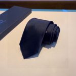 Dior Silk Tie With Floral Motif And The Word "Dior" Navy Blue Dior Men Tie