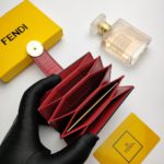 Fendi Card Holder Red With Red Gusseted Card Holder For Women 4in/10cm FF